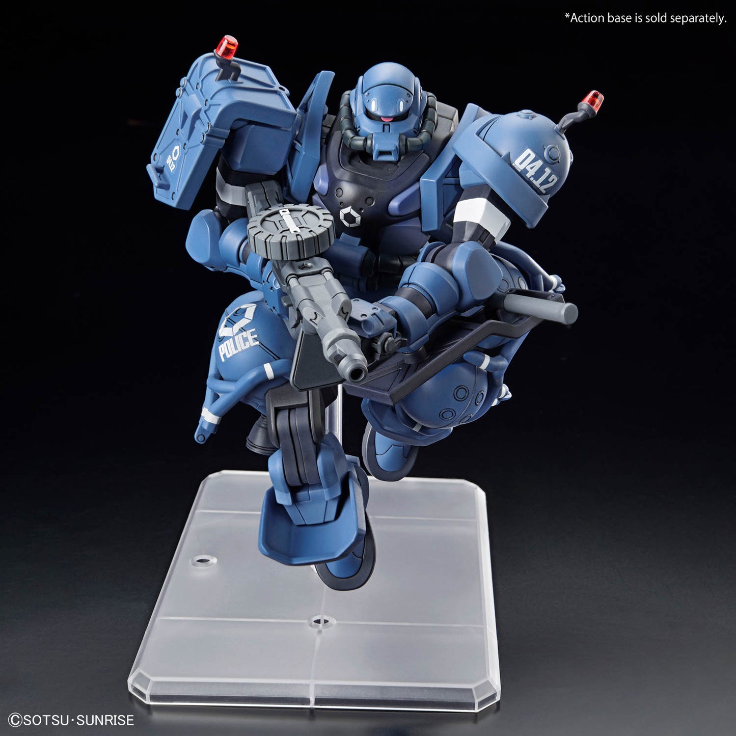 HG Police Zaku model kit assembled kit in the original Gundam anime's iconic pose