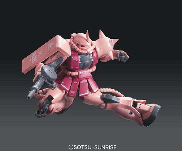 RG Char's Zaku Gundam model kit reproducing the iconic anime kick