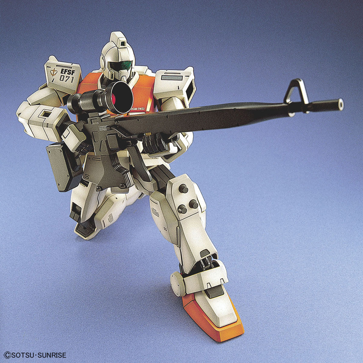 RGM-79(G) GM Ground type assembled model kit posed with sniper rifle