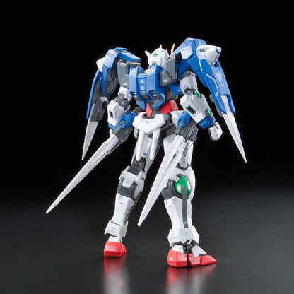 RG 00 Gundam model kit back view with GN shields and GN Swords attached