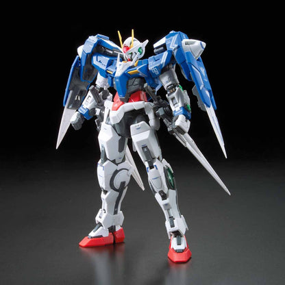 RG 00 Gundam model kit with GN shields and GN Sword IIs attached