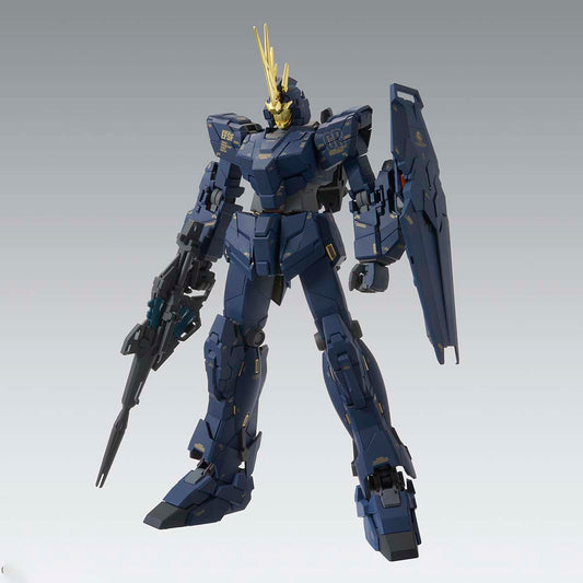 MG Unicorn Gundam Banshee Ver. Ka assembled model kit in Unicorn mode front view