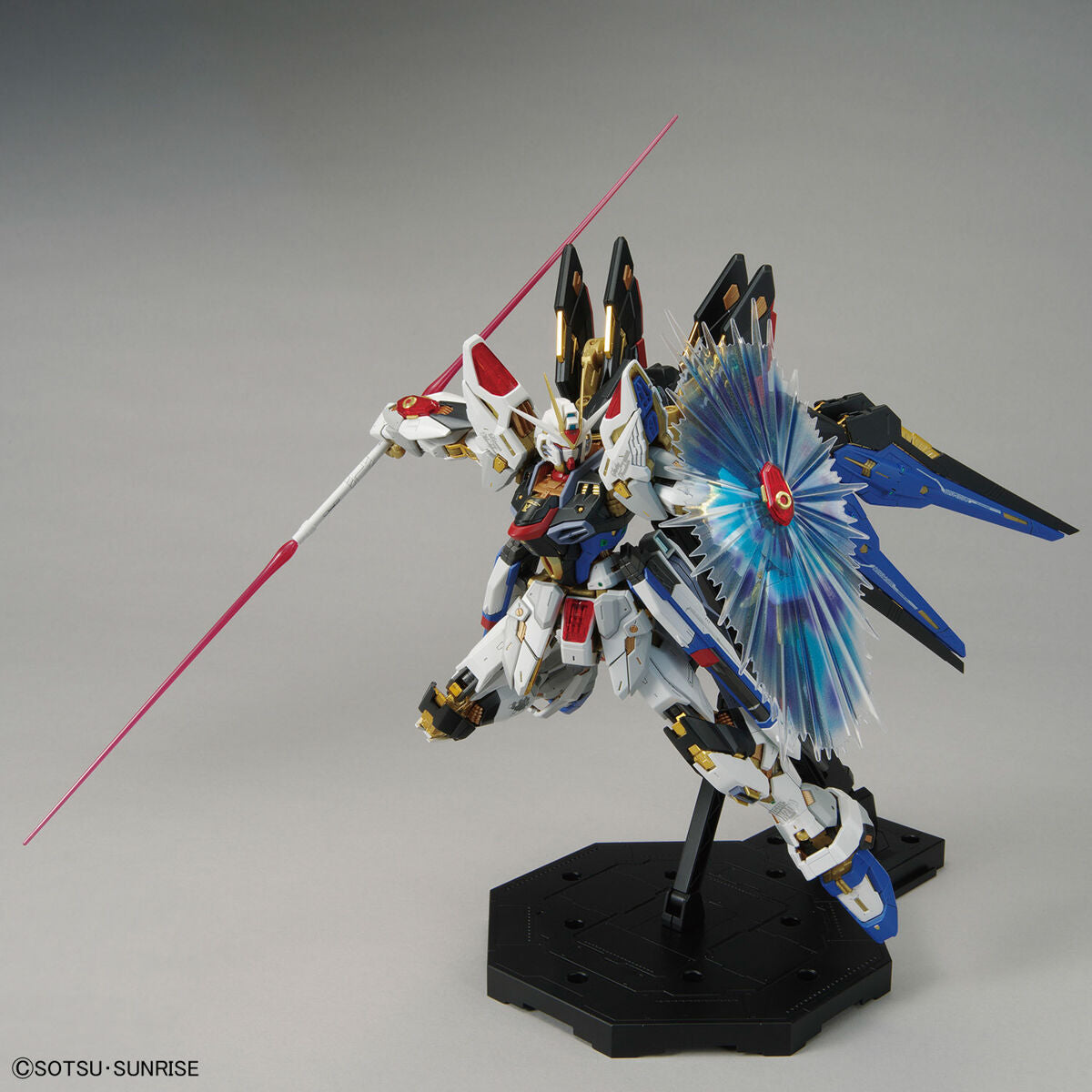 MGEX Strike Freedom assembled model kit with combined beam sabers