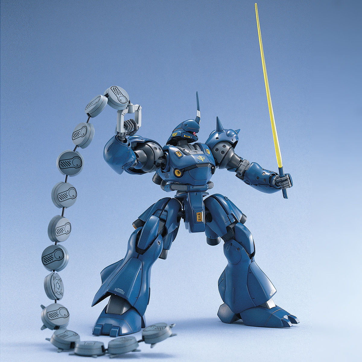 MG Kampfer assembled model kit posed wielding its Chain Mine and beam saber
