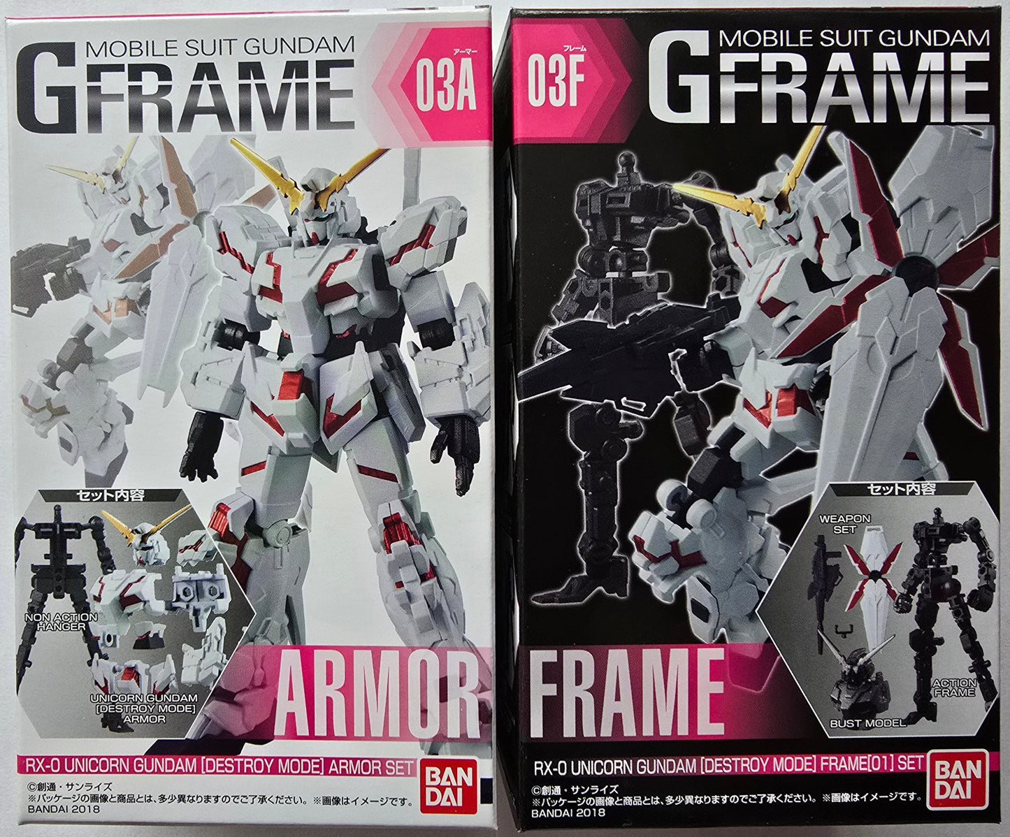 Bandai G-Frame01 Unicorn Gundam model kit 03A+F box