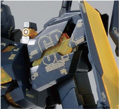 MG Unicorn Gundam Banshee Ver. Ka assembled model kit close-up of the applied water-slide decals