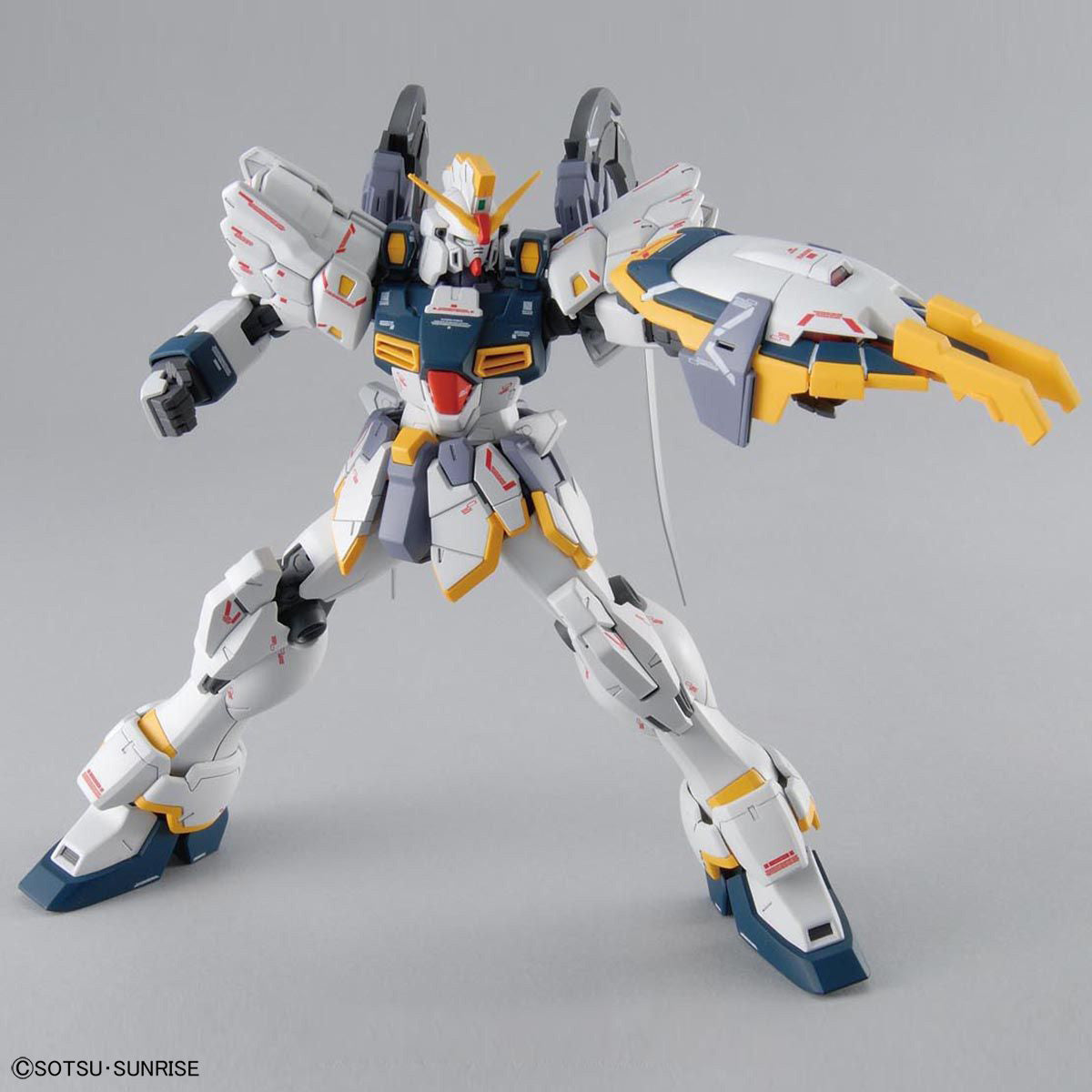 MG Gundam Sandrock assembled model kit - action pose with shield