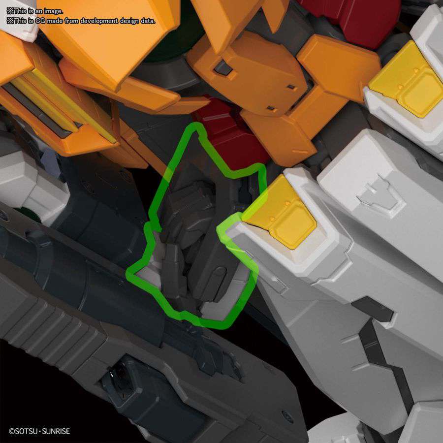 MG Gundam Kyrios model kit shows how the hand folds when transformed in MA mode