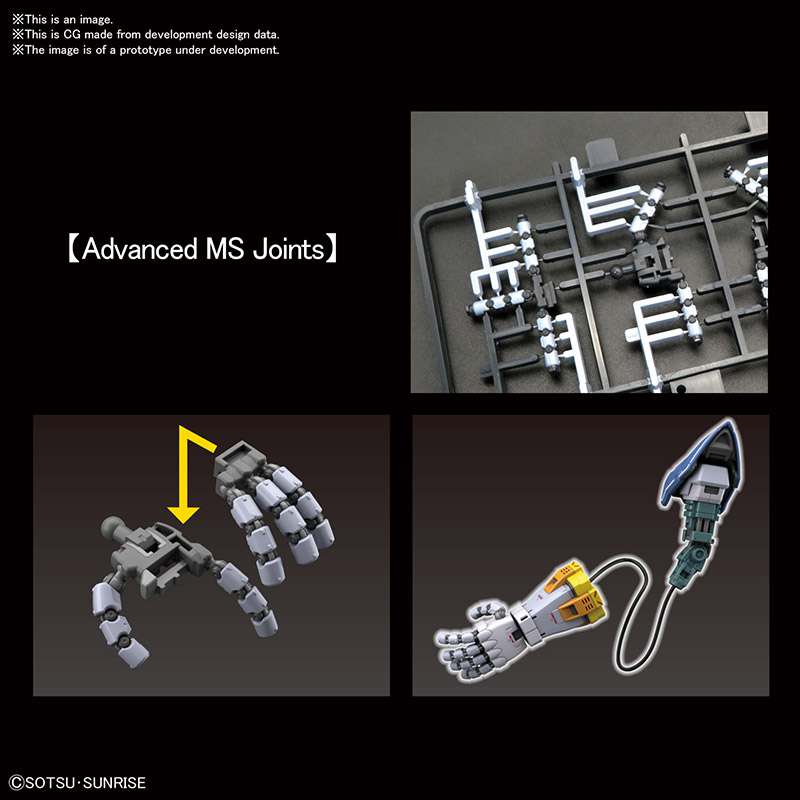 RG Zeong Gundam model kit highlighting the Advanced MS joints