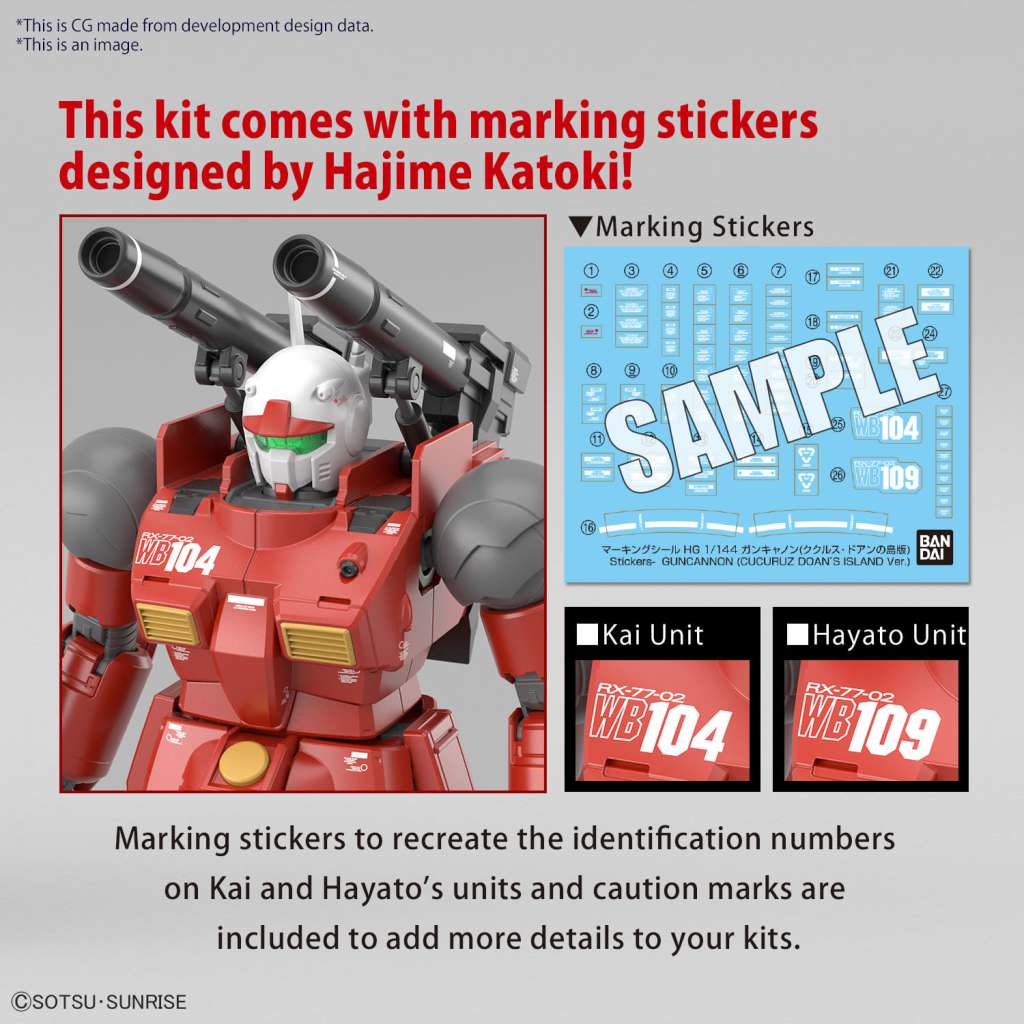 HG Guncannon [Cucuruz Doan ver.] Gundam Model Kit marking stickers