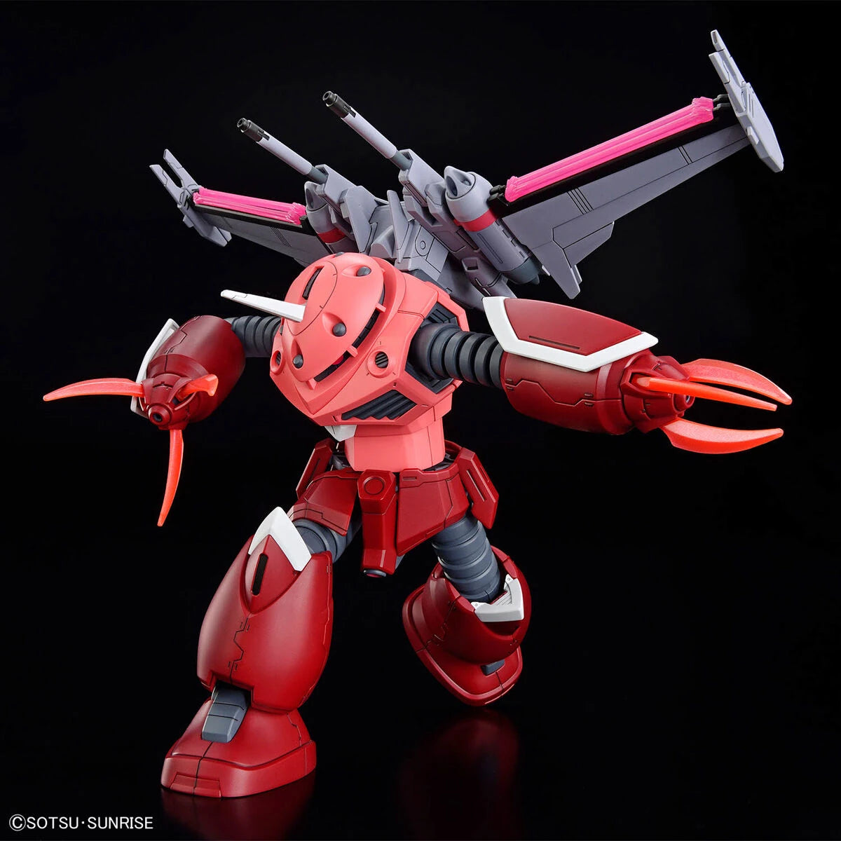 HG Z'Gok (Seed Freedom Version) assembled model kit with red hot claws attached in an attacking pose