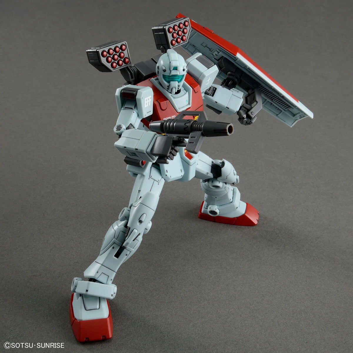 HG GM (Shoulder Cannon/ Missle Pod) Gundam Model Kit action pose 1
