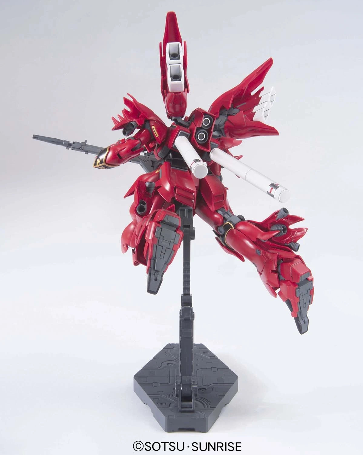 HG Sinanju Gundam Model Kit action pose from the back view