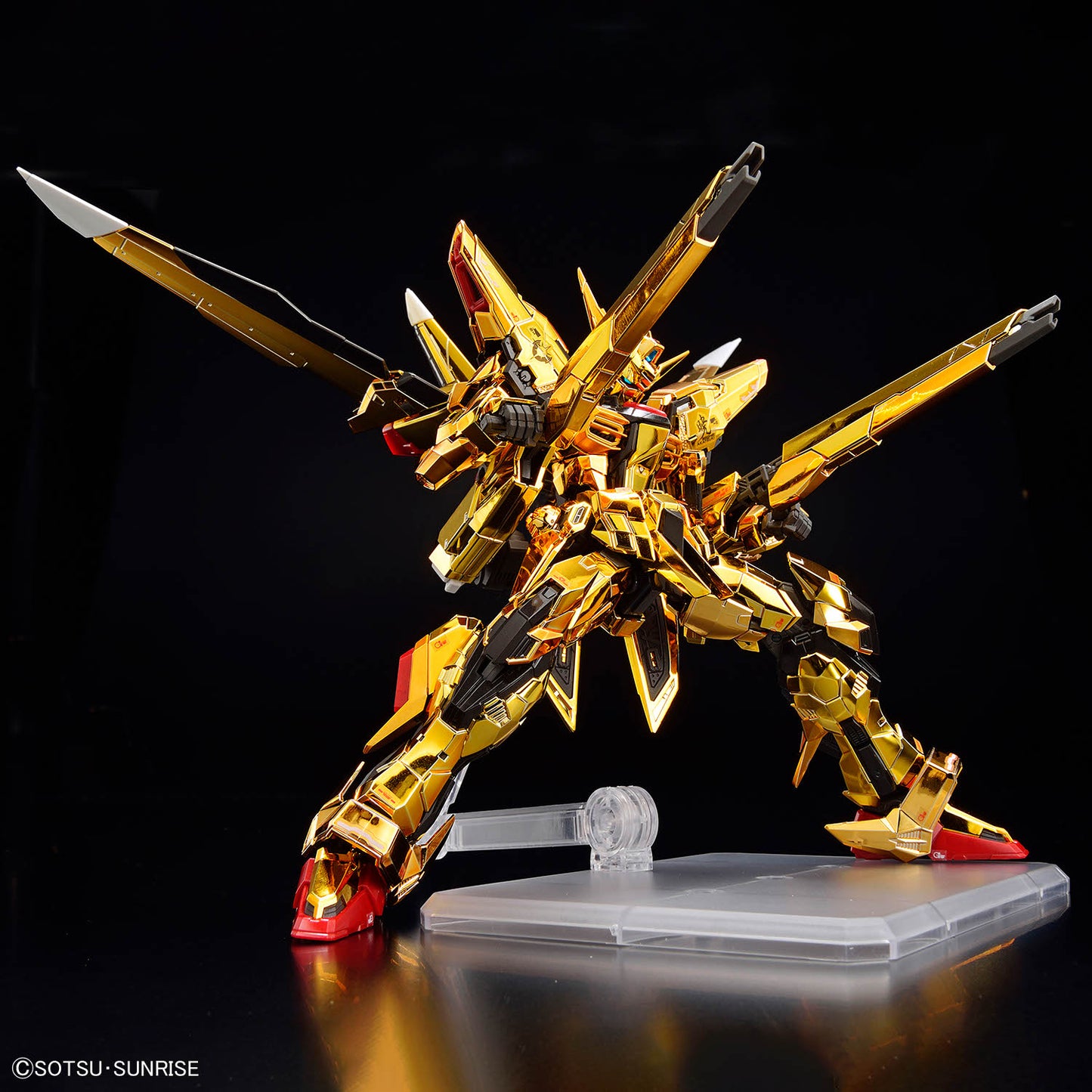 RG Akatsuki Gundam assembled model kit shooting its beam cannons