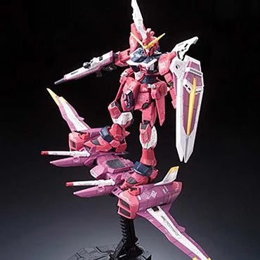 RG Justice Gundam model kit riding the Fatum backpack