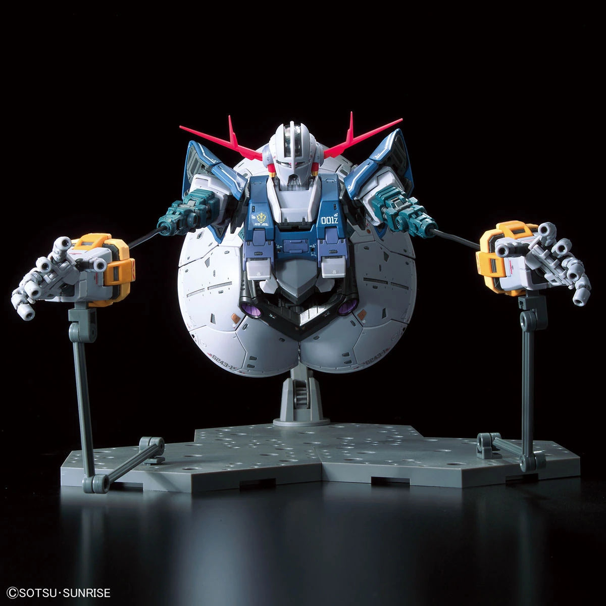 RG Zeong Gundam model kit action pose with dual wire guided arms