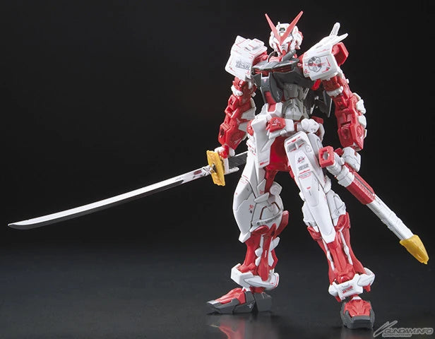 RG Astray Red Frame Gundam model kit holding the Gerbere Straight katana