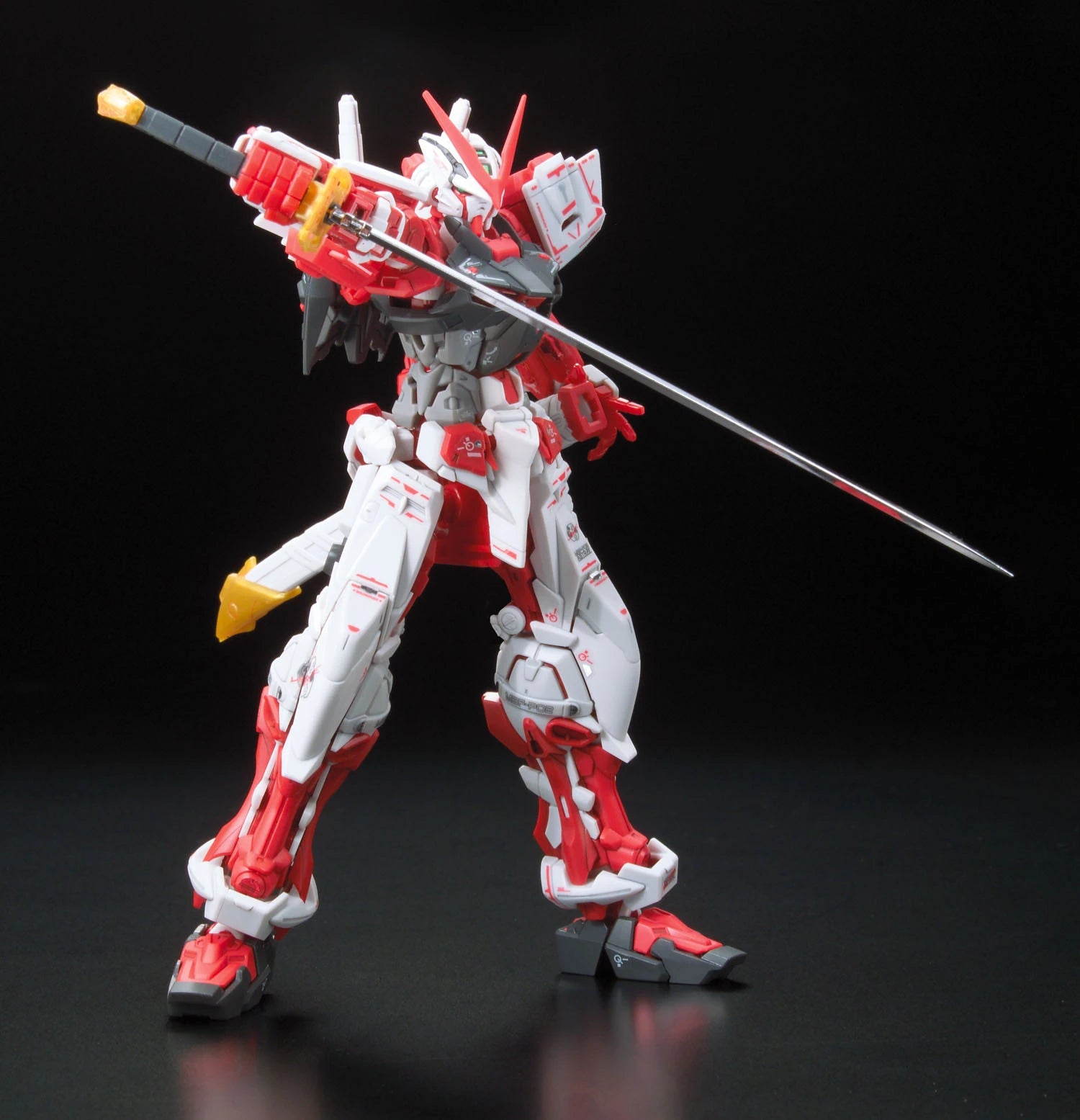 RG Astray Red Frame Gundam model kit holding a pose
