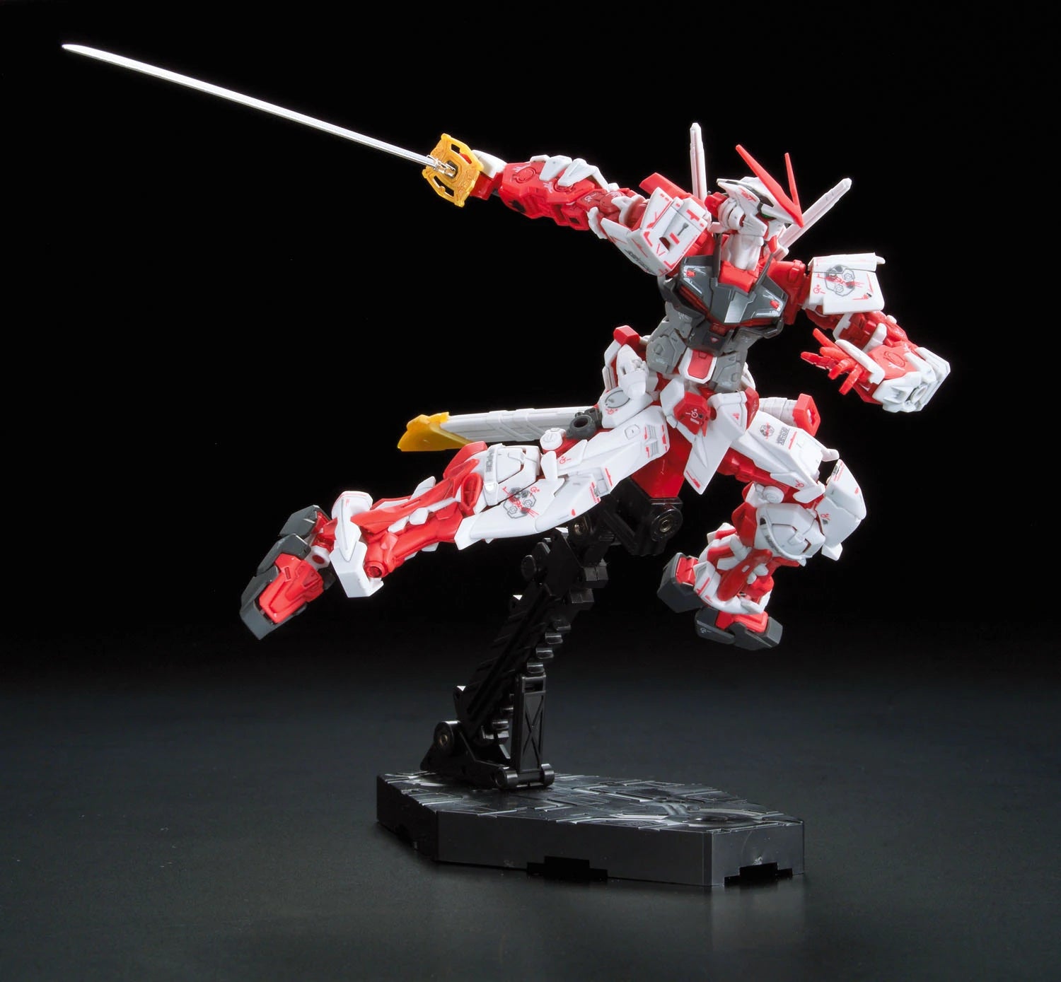 RG Astray Red Frame Gundam model kit action pose on stand