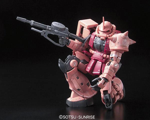 RG Char's Zaku Gundam model kit crouching