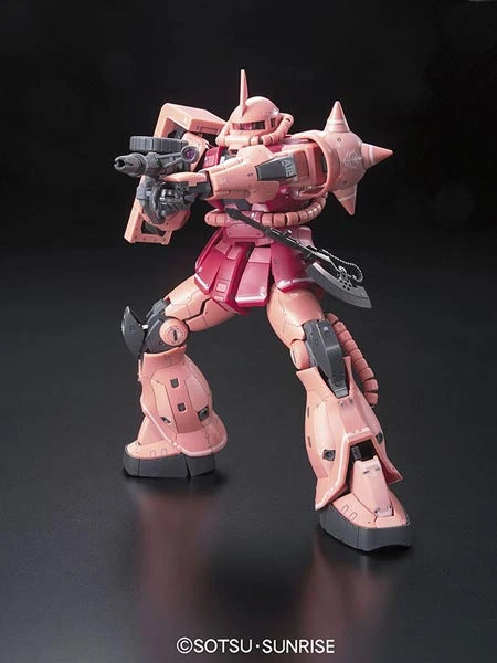 RG Char's Zaku Gundam model kit shooting pose