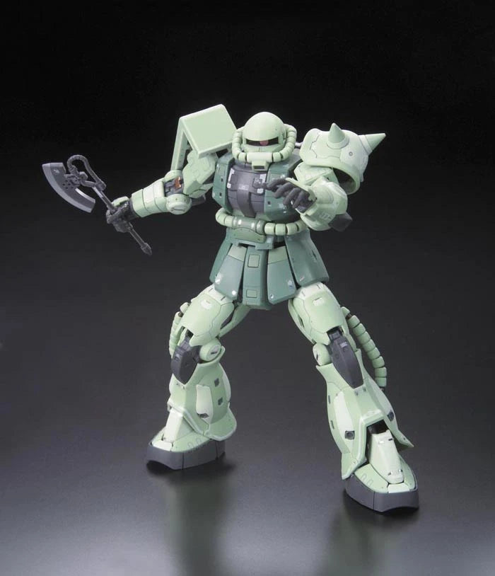 RG Zaku Gundam model kit with heat axe