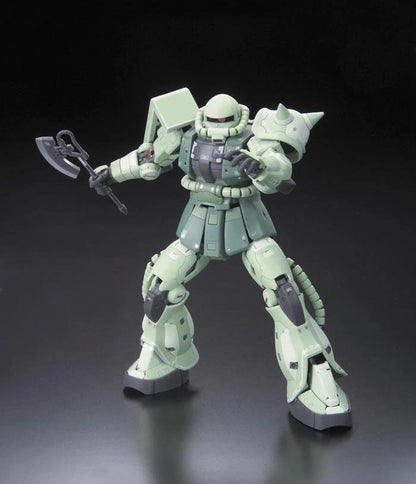 RG Zaku Gundam model kit with heat axe