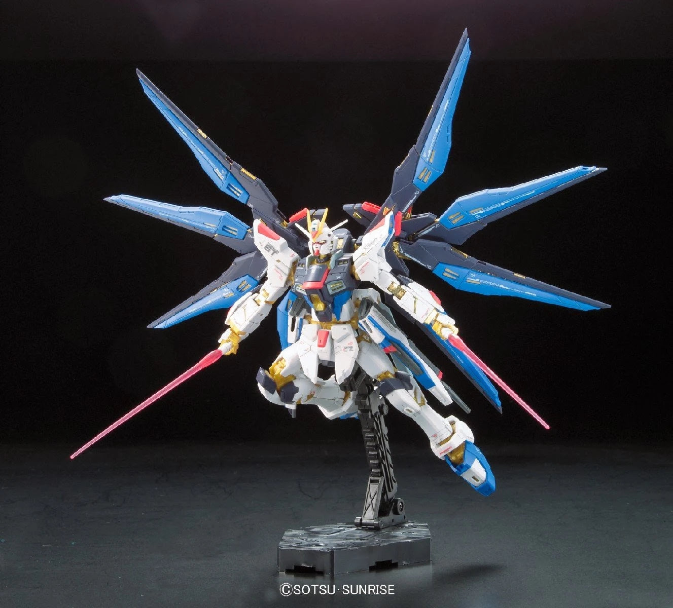 RG Strike Freedom Gundam model kit with beam sabers