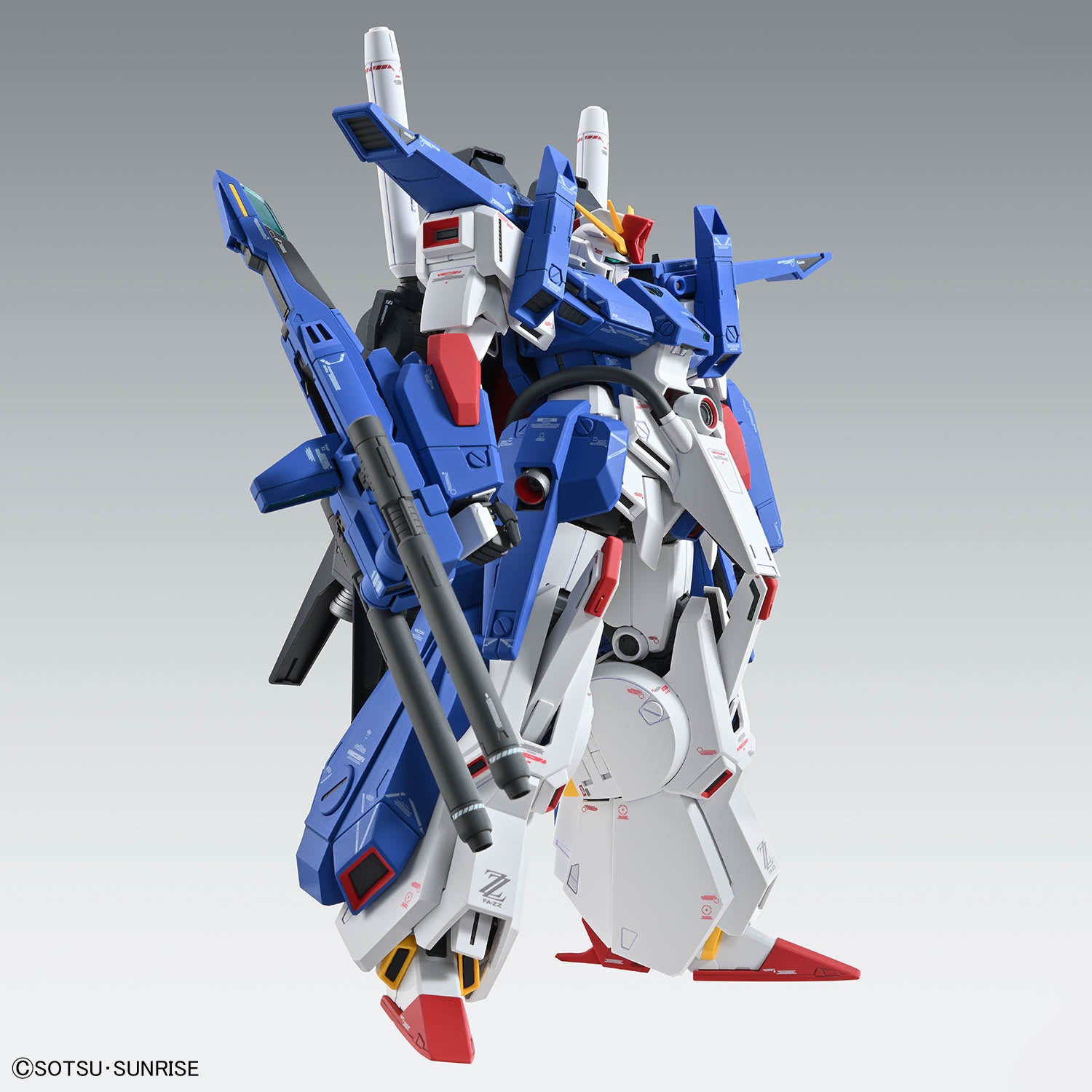 Assembled MG FA ZZ Gundam Ver Ka model kit 3/4 view