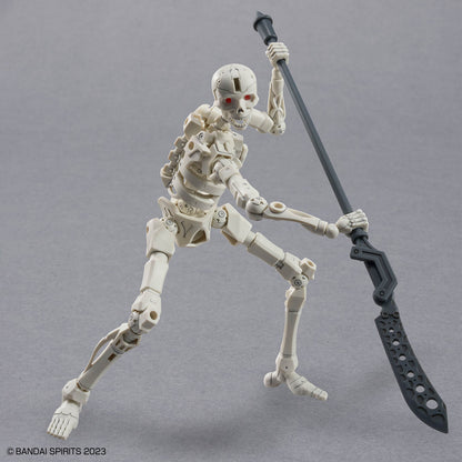 Assembled 30MF DLROskeleton model kit posed with a spear