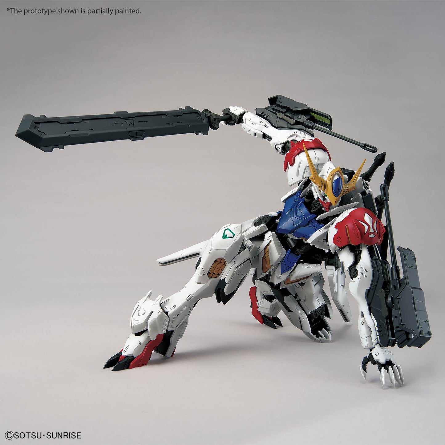 MG Gundam Barbatos Lupus assembled model kit crouching pose