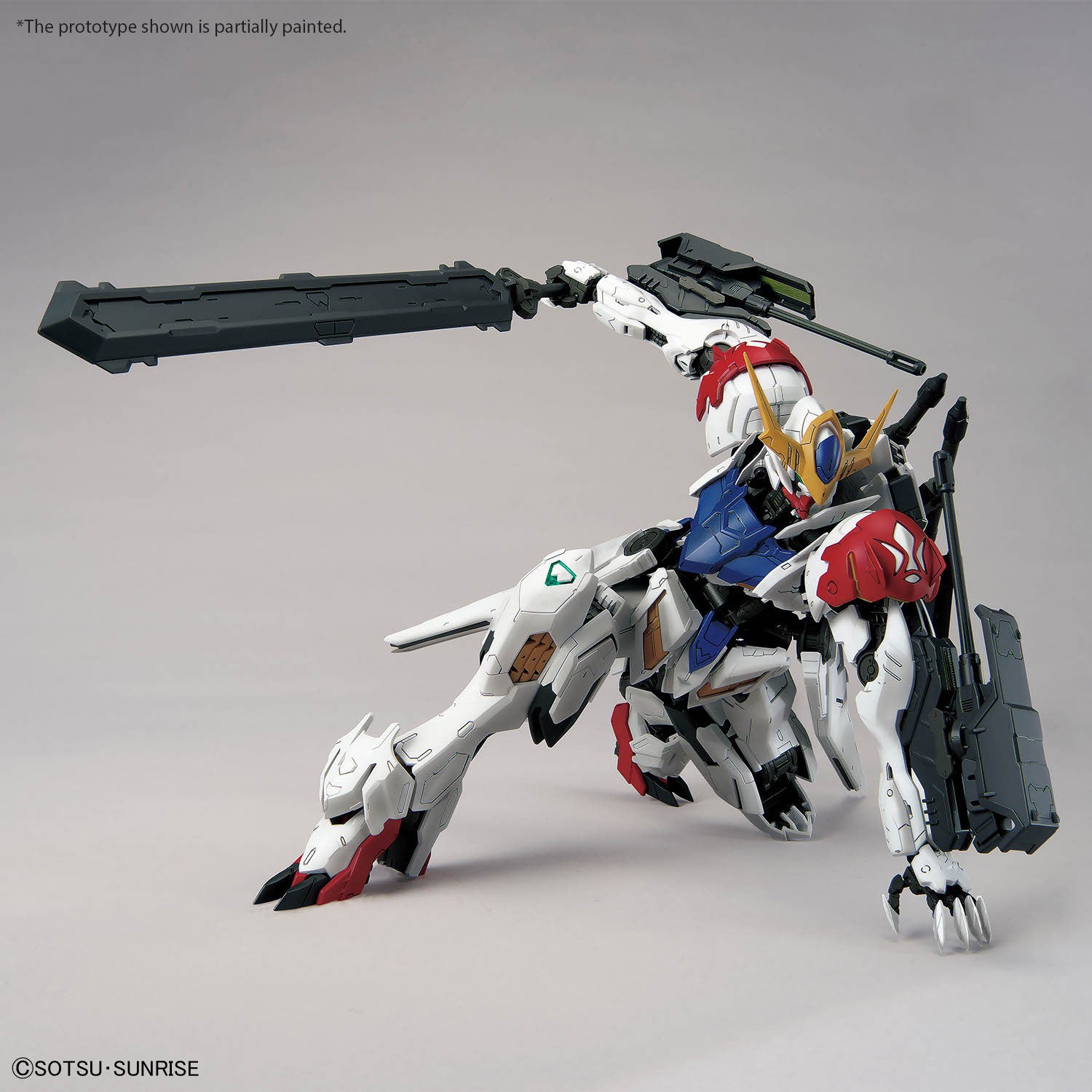 MG Gundam Barbatos Lupus assembled model kit crouching pose