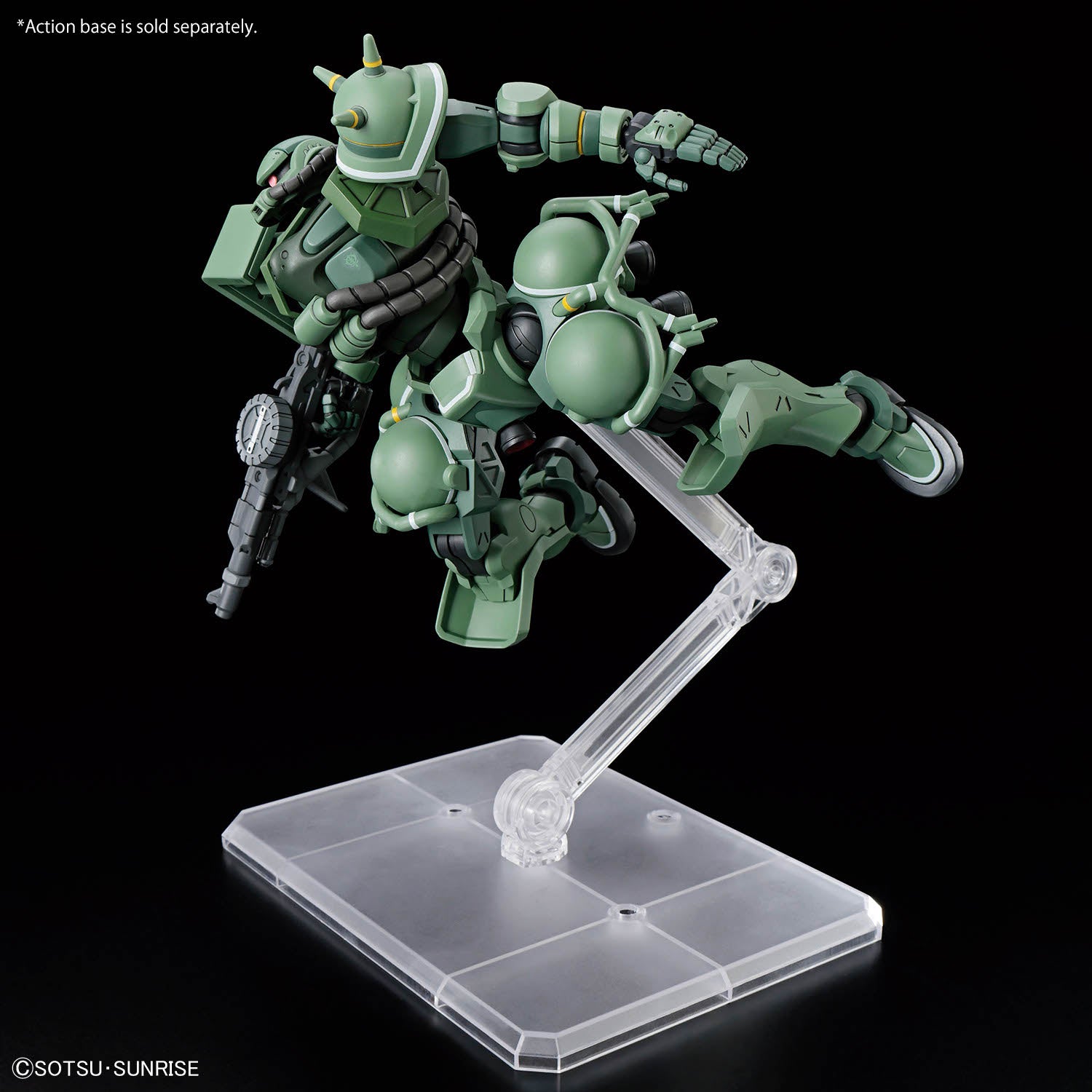 HG Zaku GQ assembled model kit in an aerial pose