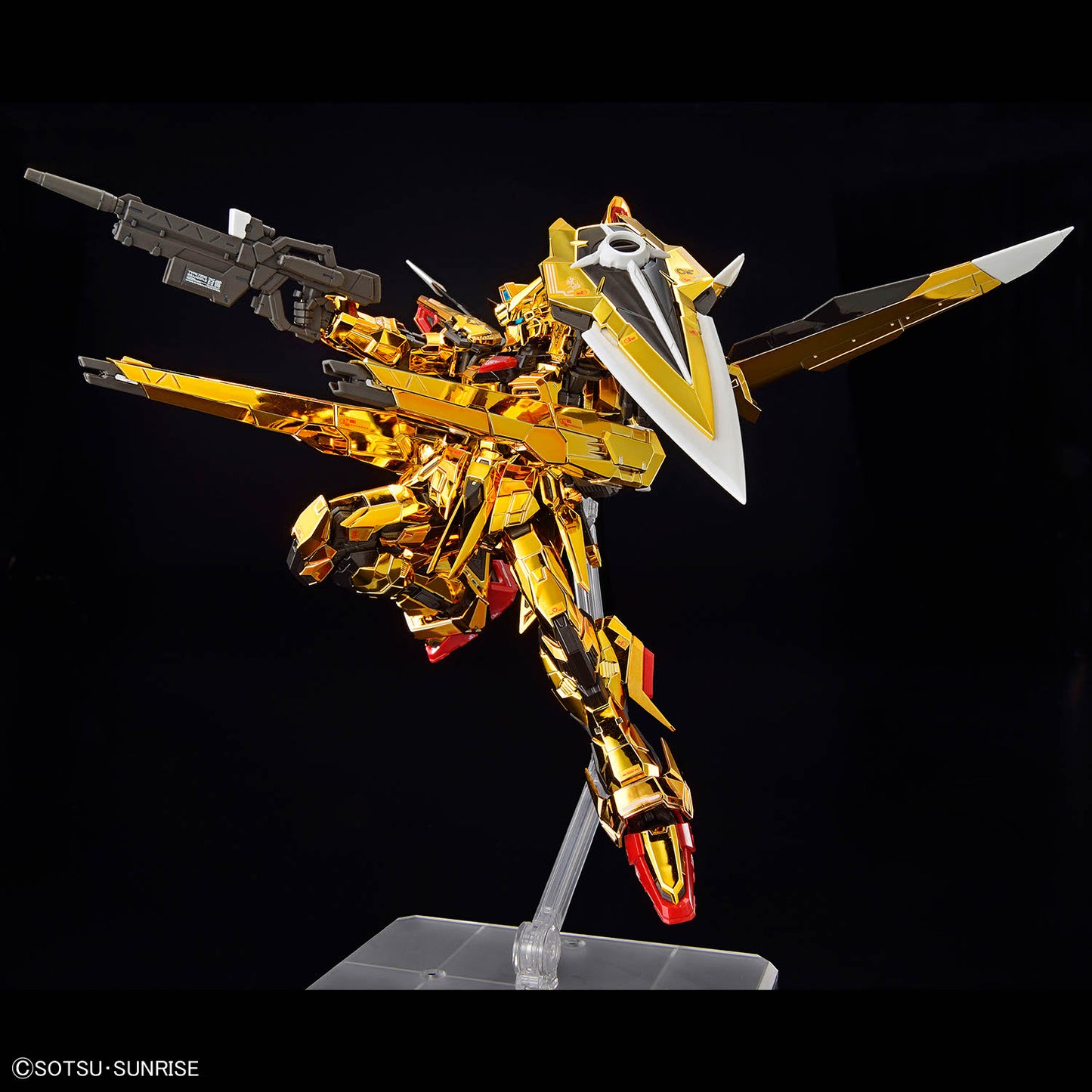 RG Akatsuki Gundam assembled model kit in a shooting pose